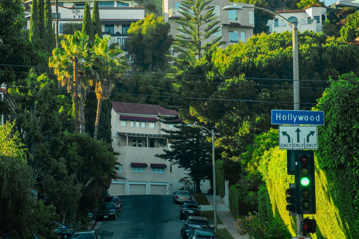 Steep hillside street with houses in Los Angeles